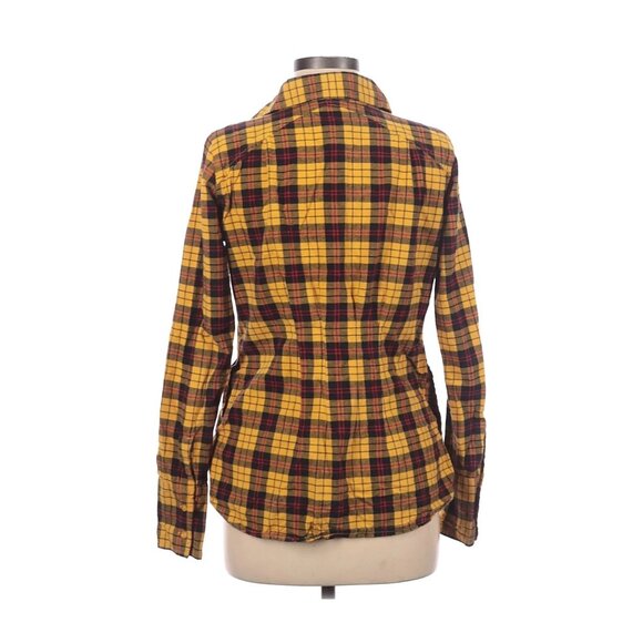 BKE Womens Yellow & Black Plaid Button-Up Shirt With Studded Collar M - Picture 3 of 4